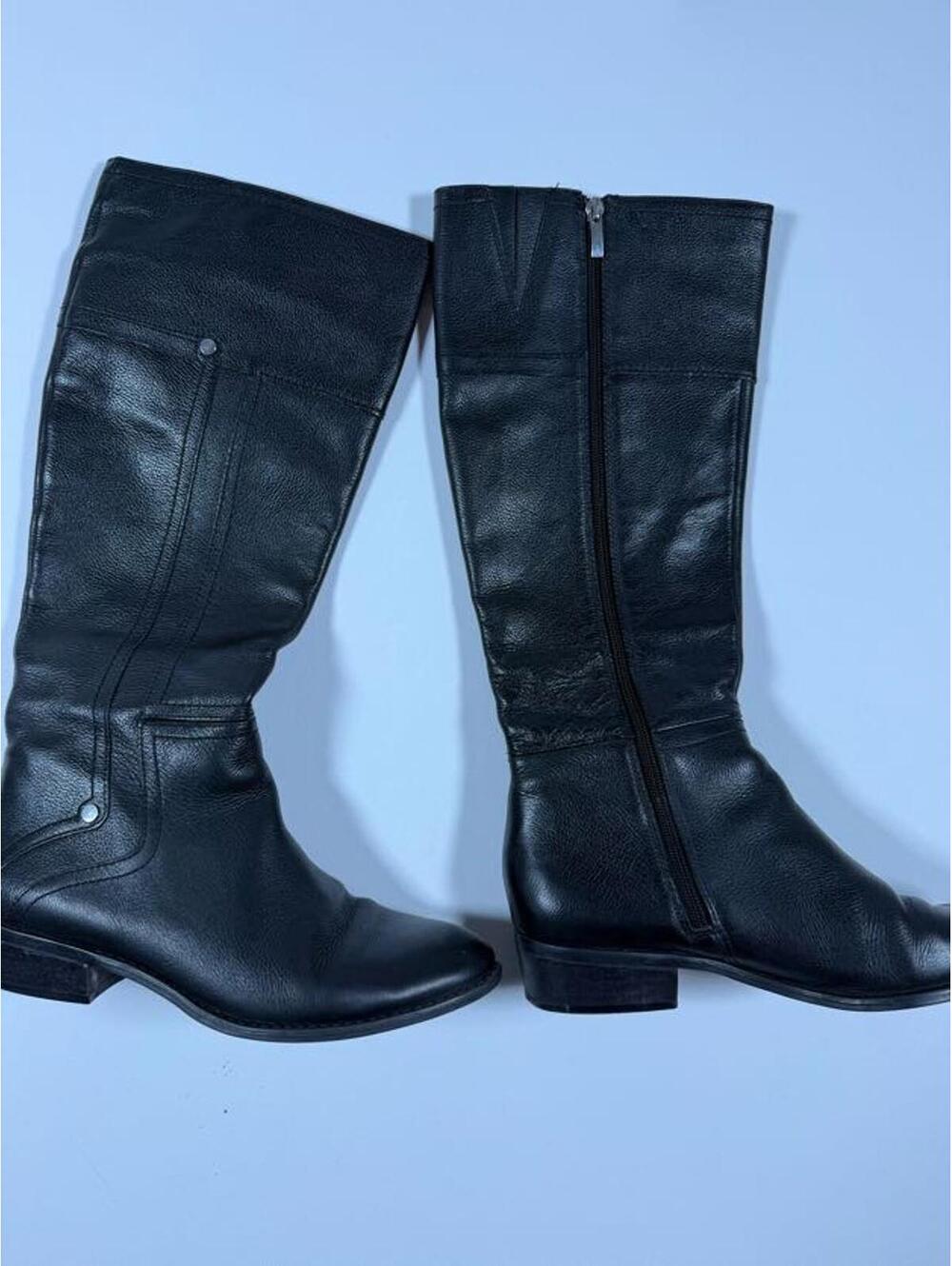 Franco Sarto Black Leather Knee-High Boots Size 8.5M